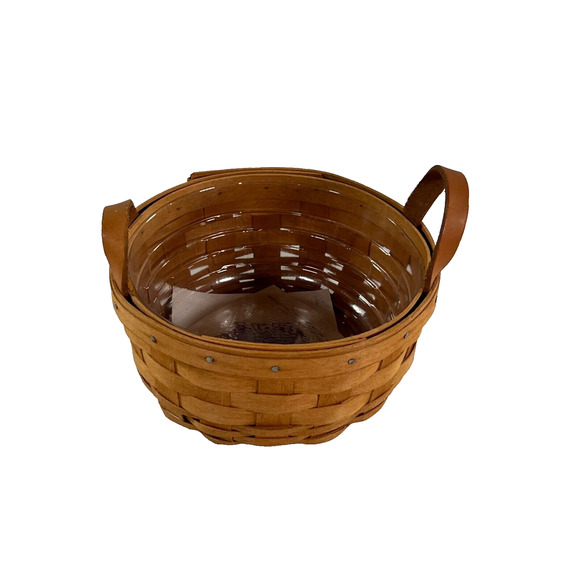1993 Longaberger Button Basket w/Protector 7"RD x 3"H - Picture 1 of 3